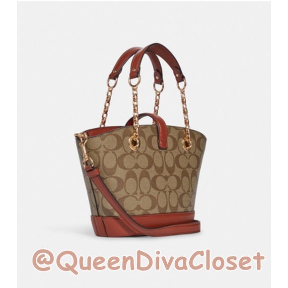 Lane Bucket Bag Purse Satchel Crossbody In Signature Canvas C8597 - Picture 4 of 12